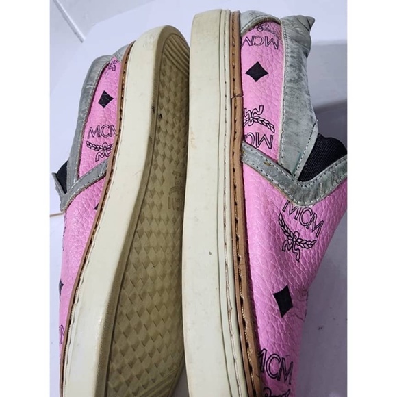 Authentic MCM Visetos Logo Slip-On Sneakers Pink Size 36 - Picture 11 of 12